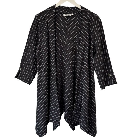 Habitat Crepe Open Shark Bite Long Thin Blazer Cardigan Modern Top Small Black - Picture 1 of 11